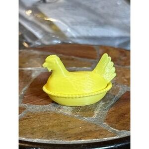 Miniature dollhouse 3D printed yellow hen on nest cottage core farmhouse